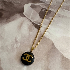 Vintage Treasures Halskæde M. Chanelknap, Sort/Guld